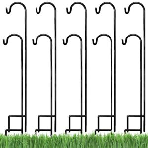 ashman shepherds hook 10 pack black, 35 inches tall, made of premium metal for hanging solar light, bird feeders, mason jars, garden stake and wedding décor
