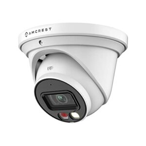 amcrest ai turret ip poe camera w/ 49ft nightvision, security ip camera outdoor, built-in microphone, human & vehicle detection, active deterrent, 129° fov, 5mp@20fps ip5m-t1277ew-ai