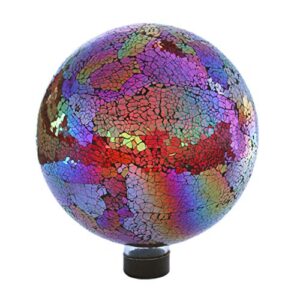 gardener select (16bfg05) mosaic glass gazing globe – decorative glass gazing globe/ball/sphere lawn ornament for gardens (10 inch, red/purple)
