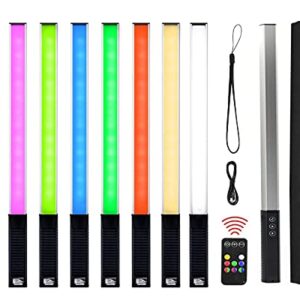 LUXCEO RGB LED Photography Lighting Portable Wand Handheld LED Video Light 1000 Lumens CRI 95+ USB Rechargeable with Remote Control, Carry Bag, Adjustable Color Temperature 3000K-6000K and 36 Colors