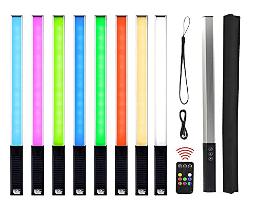 LUXCEO RGB LED Photography Lighting Portable Wand Handheld LED Video Light 1000 Lumens CRI 95+ USB Rechargeable with Remote Control, Carry Bag, Adjustable Color Temperature 3000K-6000K and 36 Colors