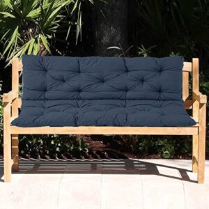 swing cushion replacement, thick garden bench seat cushion with backrest, sofa seat cushion cover, waterproof mattress for indoor outdoor bench for 2-3 seater (navy blue, 40 x 60 inch)