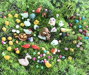 jkanruh 101 pieces miniature animals,fairy garden accessories,miniature toy animals ornament kits set for diy,fairy garden dollhouse,diy terrarium,flower pots ornaments,craft decor