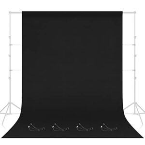 emart black backdrop for photography, black photo background screen, black sheet with 4 clips for photo video studio, photoshoot, zoom