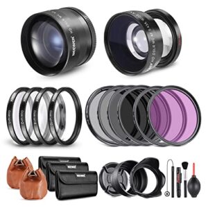 neewer 58mm lens and filter set: wide angle/2.2x telephoto additional lens for 18mm-85mm aps-c lens, (+1+2+4+10) close up macro/nd/uv/cpl/fld filters for camera lens with ⌀58mm thread