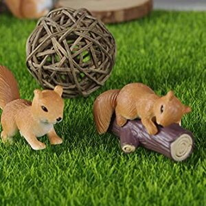 8Pcs Mini Squirrel Animal Figurines Garden Decor, Cute Fairy Garden Accessories Supplies, Miniature Character Toys Garden Statues Cake Toppers Decoration