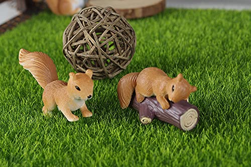 8Pcs Mini Squirrel Animal Figurines Garden Decor, Cute Fairy Garden Accessories Supplies, Miniature Character Toys Garden Statues Cake Toppers Decoration