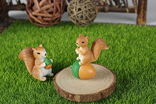 8Pcs Mini Squirrel Animal Figurines Garden Decor, Cute Fairy Garden Accessories Supplies, Miniature Character Toys Garden Statues Cake Toppers Decoration