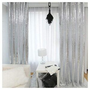 2 pieces 2ftx8ft silver sequin curtain wedding party backdrop photography background christmas sequin panels