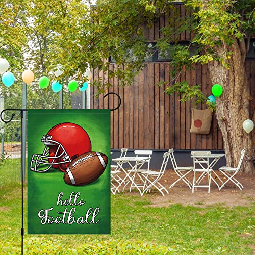 Super Bowl Football Garden Flag 12x18 Double Sided, Burlap Small Vertical Hello Football Holiday Party Sports Yard Outdoor Outside Decoration (Only Flag)