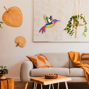 John's Studio Hummingbird Wall Decor Outdoor Metal Garden Hanging Art Glass Sculptures Home Bird Theme Decorations for Living Room, Bedroom Yard, Fence and Patio - 18.1 Inches