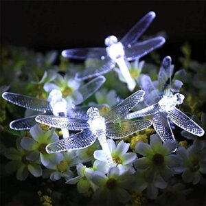 21ft 30led dragonfly solar powered string lights, outdoor solar fairy lights solar waterproof decoration light for home, garden, patio, christmas tree, flower, lawn, festival