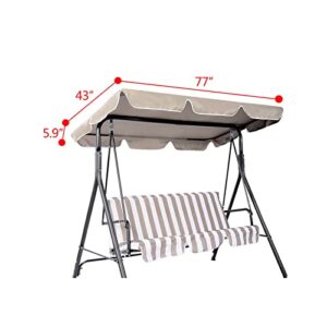 Swing Canopy Replacement, Waterproof Swing Top Cover Canopy 300D Replacement Garden Patio Porch Yard Outdoor, Top Cover Only. 77''x43'' (Khaki), White,green