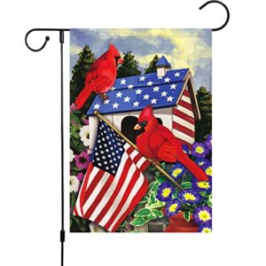 birds parrot patriotic garden flag usa memorial day garden flags 12×18 inch double sided burlap 4th of july independence day yard banner for outdoor outside decoration(only flag)
