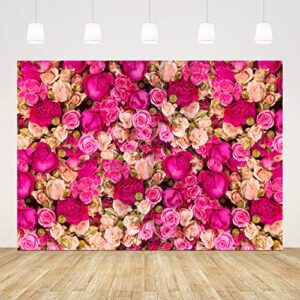 ticuenicoa 7x5ft pink red rose flowers photography backdrop valentine’s day photo background baby shower wedding happy birthday decoration mother’s day backdrop blossoms roses photo booth props