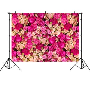 Ticuenicoa 7x5ft Pink Red Rose Flowers Photography Backdrop Valentine's Day Photo Background Baby Shower Wedding Happy Birthday Decoration Mother's Day Backdrop Blossoms Roses Photo Booth Props