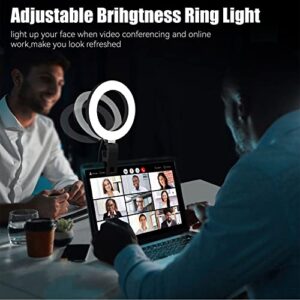 Selfie Ring Light with Tripod Stand for Zoom Meeting, Dimmable Desktop LED Clip on Video Light, 6.3'' Lighting Kit Gifts for Live Streaming/Laptop Video Conference/Makeup/Vlog/YouTube/Tiktok