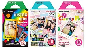 fujifilm instax mini instant film rainbow & staind glass & candy pop film -10 sheets x 3 assort value set(with values japan original discription of goods)