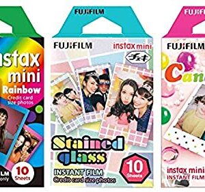 Fujifilm Instax Mini Instant Film Rainbow & Staind Glass & Candy Pop Film -10 Sheets X 3 Assort Value Set(with Values Japan Original Discription of Goods)