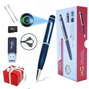 spy pen camera, mini camera pen with loop re meeting report and photo function for children, babies and pets conference re, black, full