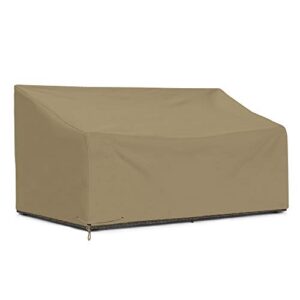 sunpatio outdoor loveseat cover, patio heavy duty waterproof deep sofa cover with sealed seam, patio furniture cover, 80”l x 39”w x 32”/22”h, fadestop material, all weather protection, taupe