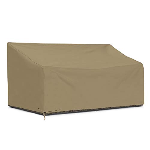 SunPatio Outdoor Loveseat Cover, Patio Heavy Duty Waterproof Deep Sofa Cover with Sealed Seam, Patio Furniture Cover, 80''L x 39''W x 32''/22''H, FadeStop Material, All Weather Protection, Taupe