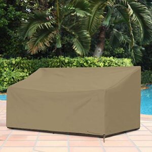 SunPatio Outdoor Loveseat Cover, Patio Heavy Duty Waterproof Deep Sofa Cover with Sealed Seam, Patio Furniture Cover, 80''L x 39''W x 32''/22''H, FadeStop Material, All Weather Protection, Taupe