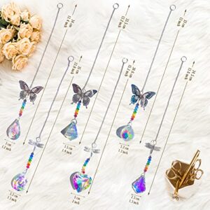 GLORIEROO Crystal Sun Catcher with Butterfly Dragonfly Hanging Ornament, for Window Room Decor Chandeliers Home Garden Christmas Tree Party Wedding Gifts (Pack of 6 Sun Catcher)