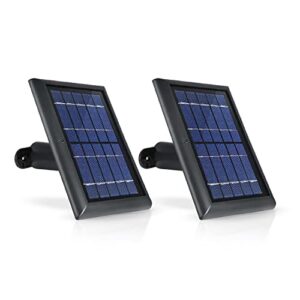 Wasserstein Solar Panel Compatible with Ring Spotlight Cam Plus/Pro/Battery, and Ring Stick Up Cam Battery - Includes Barrel Plug with USB C Adapter - 2W 5V Charging (2 Pack, Black)