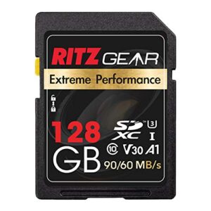 extreme performance high speed uhs-i sdxc 128gb sd card 90/60 mb/s u3 a1 class-10 v30 memory card for sd devices that can capture full hd, 3d, and 4k video as well as raw photography