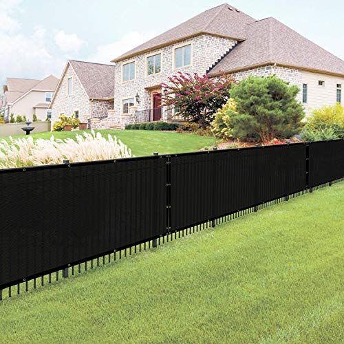 E&K Sunrise 4' x 12' S Black Fence Privacy Screen, Commercial Outdoor Backyard Shade Windscreen Mesh Fabric Shade Net Cover for Wall Garden Yard Backyard