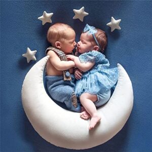 Yarstar 1+4pcs Newborn Photography Pillow Set Newborn Posing Photography Prop Moon Star Baby Picture Prop Newborn Photo Props for Babies Newborn Photography Props Baby Moon Nursery Pillow (A-White)