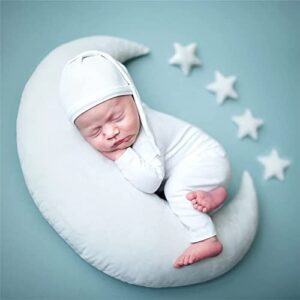 Yarstar 1+4pcs Newborn Photography Pillow Set Newborn Posing Photography Prop Moon Star Baby Picture Prop Newborn Photo Props for Babies Newborn Photography Props Baby Moon Nursery Pillow (A-White)