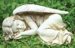 joseph’s studio by roman inc., sleeping angel garden, garden collection, religious statue, holy family, memorial, angel, patron saint, garden décor (5x11x7)