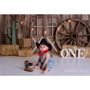 Allenjoy 7x5ft Western Cowboy Backdrop for Portrait Photography Pictures Wild West Wooden House Barn Door Vintage Kids Boy Child Baby Shower Birthday Party Supplies Decorations Background Banner Props