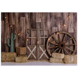 allenjoy 7x5ft western cowboy backdrop for portrait photography pictures wild west wooden house barn door vintage kids boy child baby shower birthday party supplies decorations background banner props