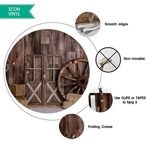 Allenjoy 7x5ft Western Cowboy Backdrop for Portrait Photography Pictures Wild West Wooden House Barn Door Vintage Kids Boy Child Baby Shower Birthday Party Supplies Decorations Background Banner Props