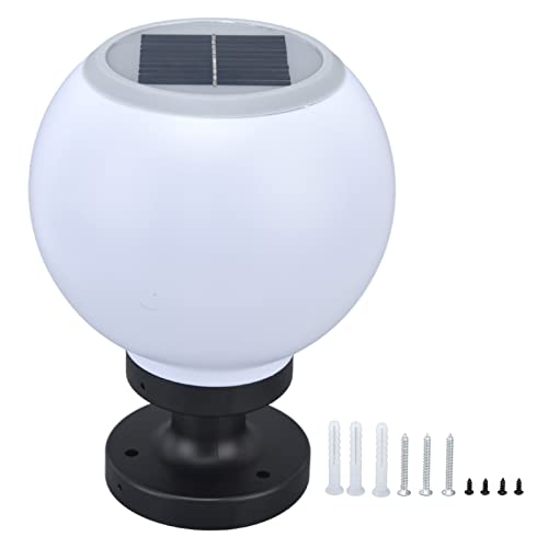 Solar Globe Column Light, Round Ball Waterproof Solar Outdoor Column Lamp Villa Fence LED Post Light Courtyard Garden Lawn Street Lights External Landscape Patio Pillar Lighting Fixture, Solar Gl