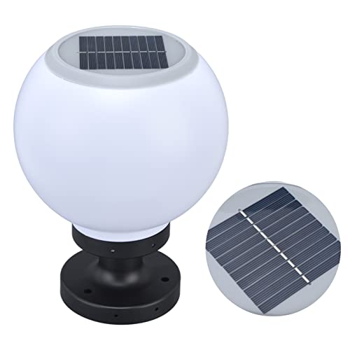 Solar Globe Column Light, Round Ball Waterproof Solar Outdoor Column Lamp Villa Fence LED Post Light Courtyard Garden Lawn Street Lights External Landscape Patio Pillar Lighting Fixture, Solar Gl