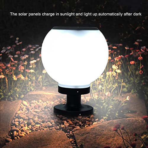 Solar Globe Column Light, Round Ball Waterproof Solar Outdoor Column Lamp Villa Fence LED Post Light Courtyard Garden Lawn Street Lights External Landscape Patio Pillar Lighting Fixture, Solar Gl