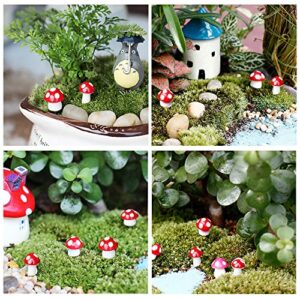 JKanruh 80 Pcs Tiny Mushrooms,Miniature Mushrooms,Fairy Garden Moss Landscape Ornaments for Outdoor Decoration,Home Décor (red)