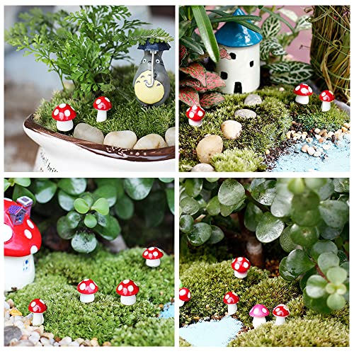 JKanruh 80 Pcs Tiny Mushrooms,Miniature Mushrooms,Fairy Garden Moss Landscape Ornaments for Outdoor Decoration,Home Décor (red)