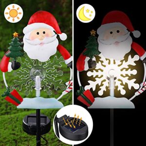 Spiareal Pack Christmas Metal Lights Outdoor Solar Stake Lights Snowman Christmas Garden Stake Lights Warm Lights Solar Christmas Yard Decoration Garden Lawn Pathway Holiday Winter (Stylish Style)