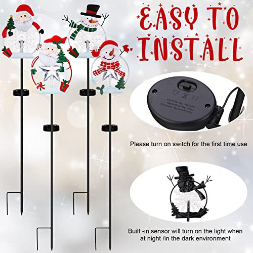 Spiareal Pack Christmas Metal Lights Outdoor Solar Stake Lights Snowman Christmas Garden Stake Lights Warm Lights Solar Christmas Yard Decoration Garden Lawn Pathway Holiday Winter (Stylish Style)