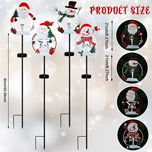 Spiareal Pack Christmas Metal Lights Outdoor Solar Stake Lights Snowman Christmas Garden Stake Lights Warm Lights Solar Christmas Yard Decoration Garden Lawn Pathway Holiday Winter (Stylish Style)