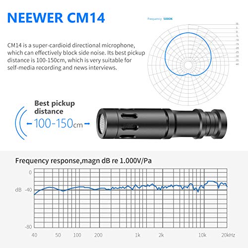 Neewer CM14 Microphone for Phone, Mini On-Camera Video Microphone with Mic Mount, Windscreen, Audio Cables Compatible with iPhone/Android Phone/DSLR Camera/Camcorder (Adapter for iPhone Not Included)