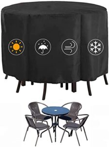kingling patio furniture covers, 90 inch round outdoor patio table cover, outdoor furniture cover waterproof for round furniture outdoor bar height table and chairs set – 90”d x43”h