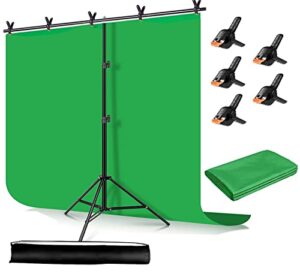 green screen backdrop with stand kit,yelangu 6.5x5ft portable photographic studio photo background for streaming, id photos, video conferences and interviews