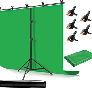 Green Screen Backdrop with Stand kit,YELANGU 6.5X5ft Portable Photographic Studio Photo Background for Streaming, ID Photos, Video conferences and interviews