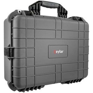 eylar large 20 inch protective camera case water and shock proof with foam (gray)